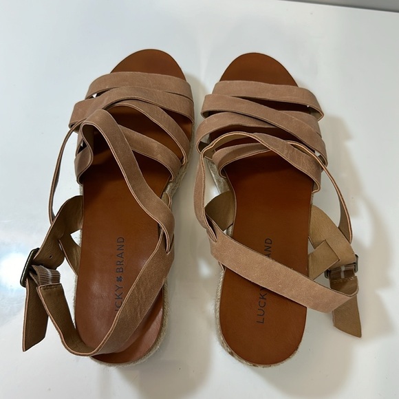 Lucky Brand Jokepa Brown Platform Wedge Espadrille Sandals Size 10 - Picture 8 of 16